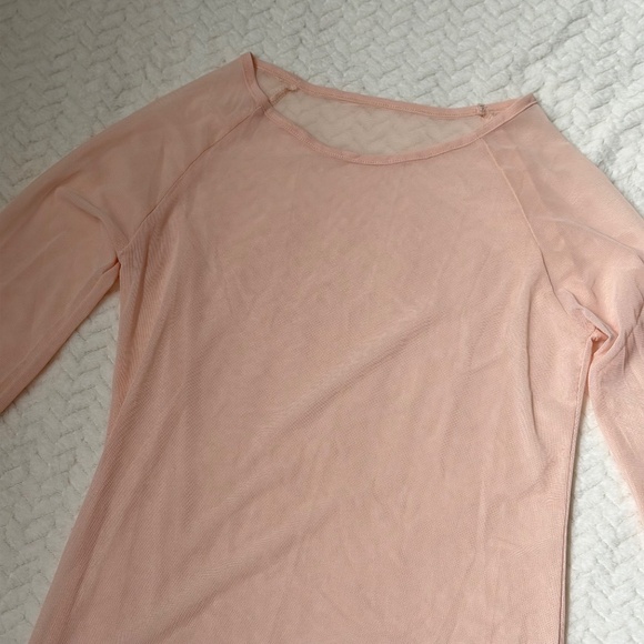 Pink Mesh Long Sleeve Top XS | Mangopop | Sheer Layering NWT - Picture 2 of 5